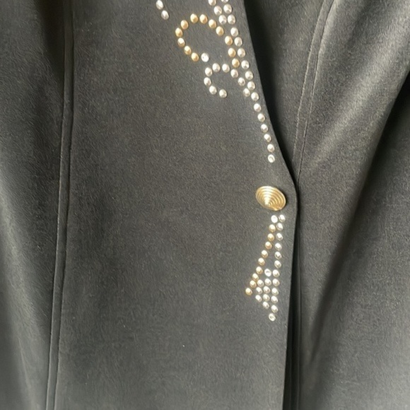 Tadashi jacket size Medium luxury black gold studded blazer dress - Picture 4 of 11